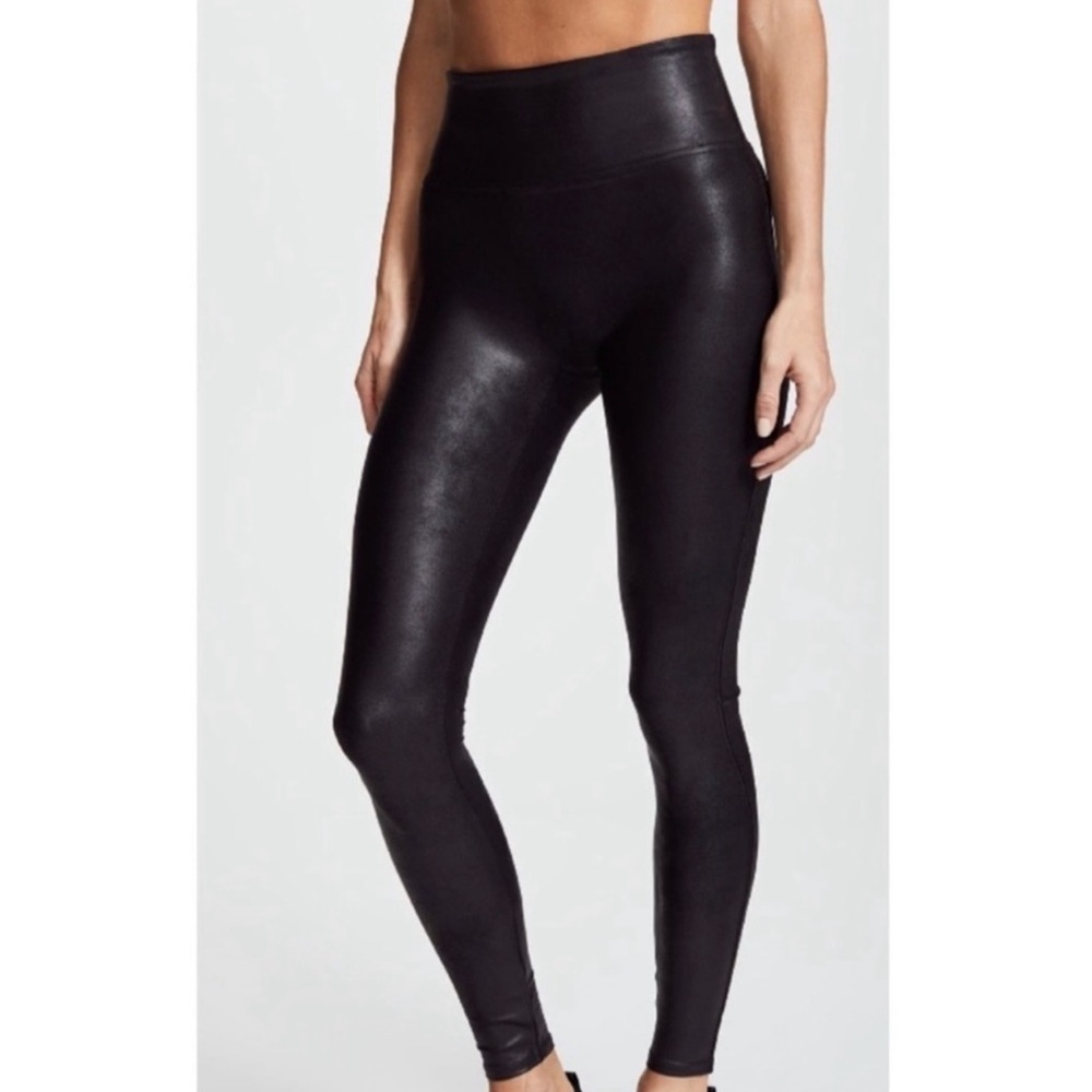 SPANX Black Faux Leather Leggings size XL
